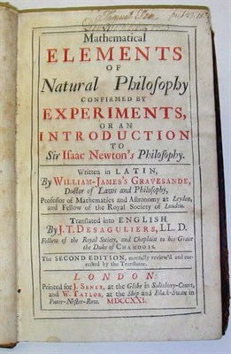 Lot 2063 - GRAVESANDE, WILLIAM JAMES Mathematical...