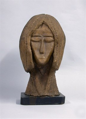 Lot 2132 - Simulated Wood Head of a Woman on a Wood Base...