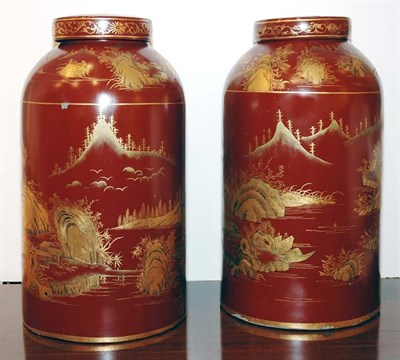 Lot 3631 - Pair of Chinoiserie Decorated Papier Mache...