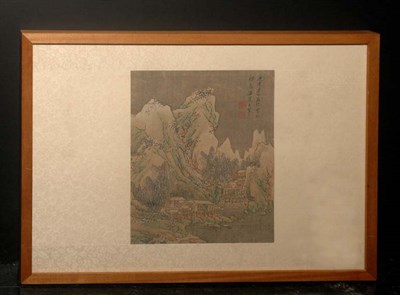 Lot 3545 - Chinese School LANDSCAPE On silk Image 9 x 6...