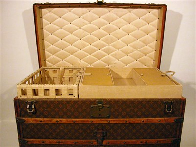 Lot 484 - Louis Vuitton Footlocker Trunk LV stamped...