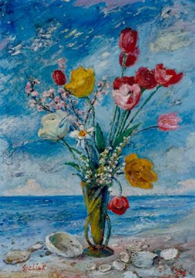 Lot 319 - David Burliuk 1882-1967 FLOWERS BY THE SEA...