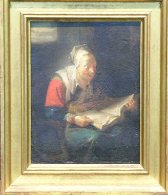 Lot 1069 - Dutch School 19th Century WOMAN READING Oil on...