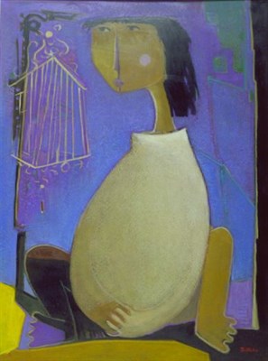 Lot 19 - Angel Botello Spanish, 1913-1986 WOMAN WITH...