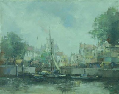 Lot 2045 - Lombard 20th Century EUROPEAN CANAL SCENE...