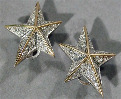 Lot 585 - Pair of Diamond Star Earclips