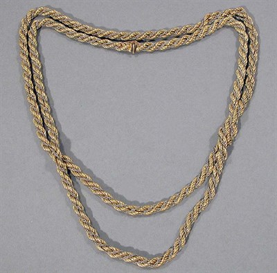 Lot 586 - Two-Color Gold Rope Twist Necklace and Bracelet Combination