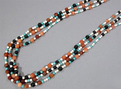 Lot 587 - Triple Strand Multicolored Bead Necklace