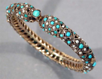 Lot 373 - Indian Turquoise and Split Pearl Bangle