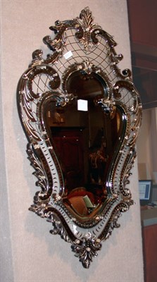 Lot 456 - Venetian Glass Mirror Height 40 inches, width...