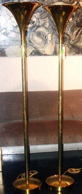 Lot 214 - Pair of Art Moderne Brass Torcheres Height 6...