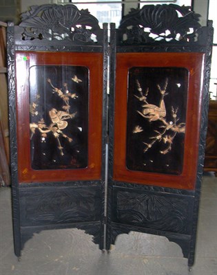 Lot 336 - Japanese Lacquered Two-Fold Screen Height 69...