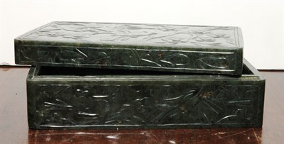 Lot 3335 - Chinese Spinach Jade Covered Box 19th Century...