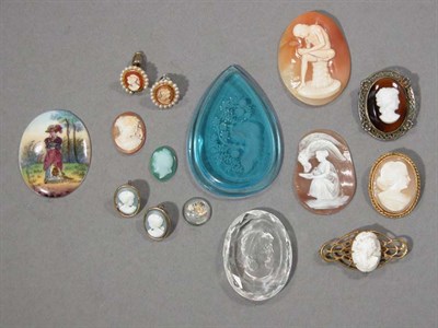 Lot 388 - Group of Assorted Hardstone, Shell and Glass Cameos