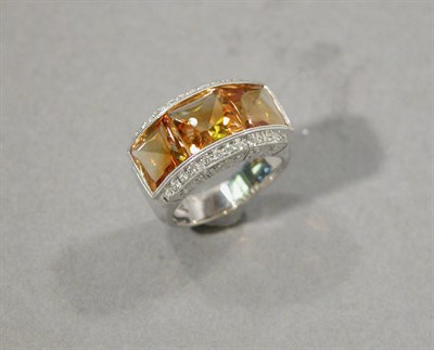 Lot 372 - Citrine and Diamond Ring
