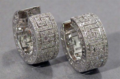 Lot 466 - Pair of White Gold and Diamond Earrings