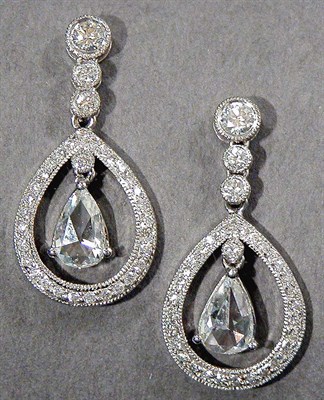 Lot 553 - Pair of Diamond Pendant Earrings