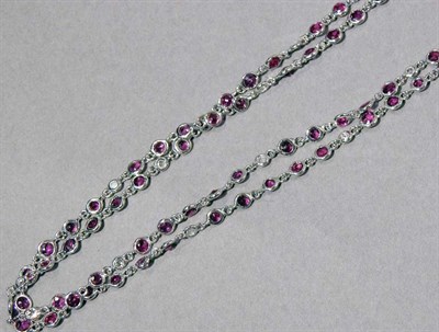 Lot 457 - White Gold, Ruby and Diamond Chain Necklace