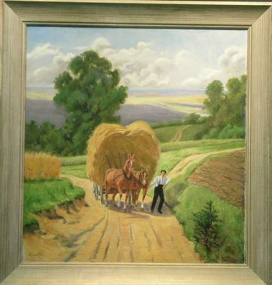 Lot 37 - Alma Kranz German, 20th century FARMER HAYING...