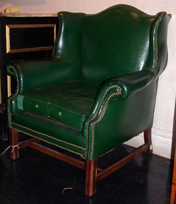 Lot 2148 - Georgian Style Green Upholstered Wing Chair