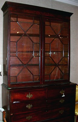 Lot 1448 - George III Mahogany Bureau Bookcase Height 7...