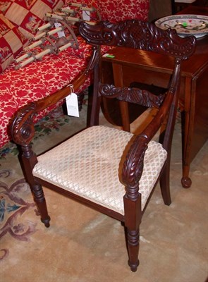 Lot 1622 - Pair of Empire Carved Mahogany Armchairs