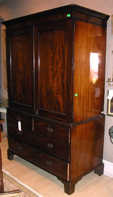 Lot 481 - George III Mahogany Linen Press Height 6 feet...