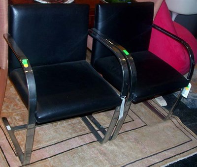 Lot 289 - Set of Eight Upholstered Chrome Brno Armchairs...