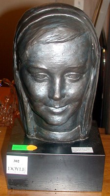 Lot 302 - Silvered Glazed Plaster Head of Girl Junior...