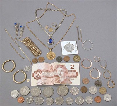 Lot 2 - Group of Jewelry, Costume Jewelry, Coins and $2 Bill