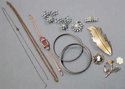 Lot 10 - Retro Rose Gold Wristwatch and Assorted Costume Jewelry
