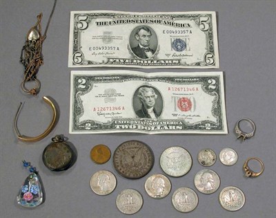 Lot 43 - Group of Jewelry, Paper Currency and Coins