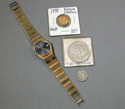 Lot 55 - Wristwatch and Two Coins