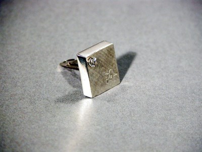 Lot 63 - Single White Gold and Diamond Cufflink