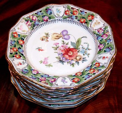 Lot 1640 - Set of Eight Bavarian Porcelain Reticulated...