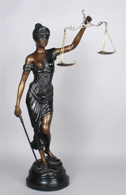Lot 1593 - Patinated-Bronze Figure Emblematic of Justice...