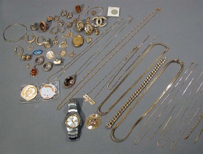 Lot 35 - Group of Gold and Metal Jewelry, Coins and Stones