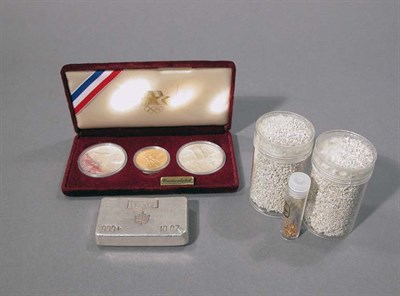 Lot 93 - Commemorative Coin, Silver Bar and Scrap