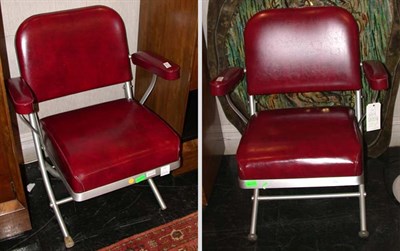 Lot 236 - Set of Four Red Vinyl Folding Chairs Designed...