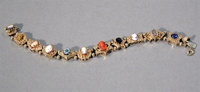 Lot 429 - Gold and Hardstone Cameo Bracelet