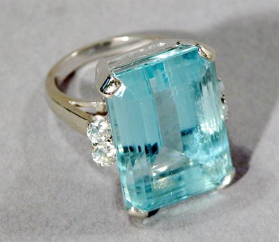 Lot 434 - Aquamarine and Diamond Ring