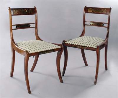 Lot 1524 - Set of Six Regency Style Brass Inlaid Rosewood...