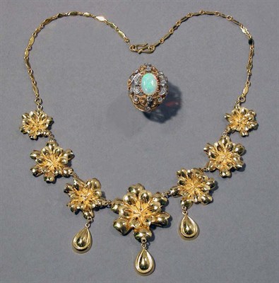 Lot 479 - Gold Necklace and Opal and Diamond Ring