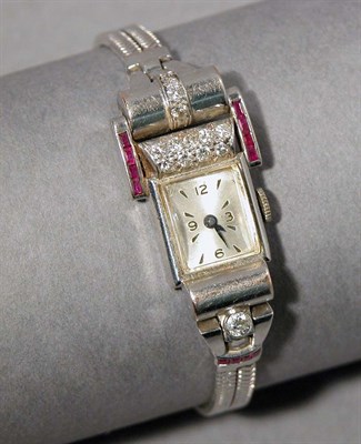 Lot 483 - Diamond and Ruby Wristwatch