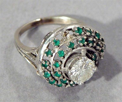 Lot 508 - Diamond and Green Stone Ring
