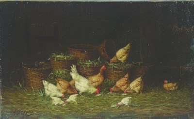 Lot 138 - Charles Emile Jacque French, 1813-1894 FEEDING...