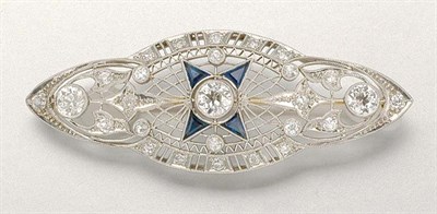 Lot 1020 - Diamond and Sapphire Brooch