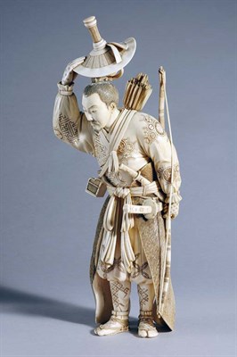 Lot 1051 - Japanese Ivory Okimono of a Warrior Late 19th...