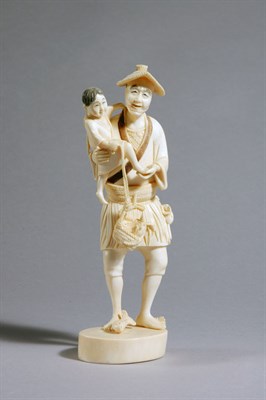 Lot 1056 - Japanese Ivory Okimono of a Fisherman and...