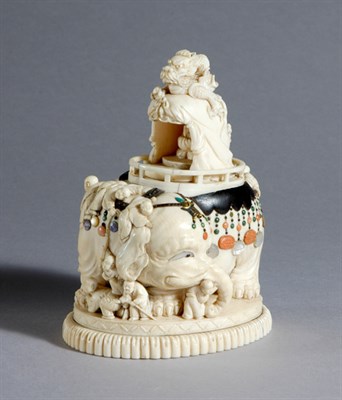 Lot 1040 - Japanese Shibayama Ivory Okimono of an...